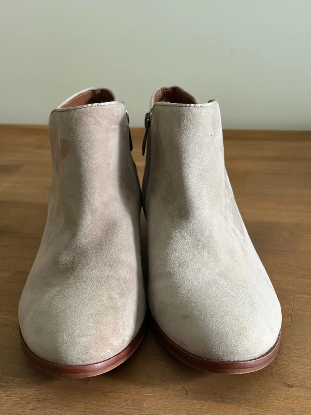 Sam Edelman Taupe Suede Low Heel Ankle Booties – Size 9 - Like New